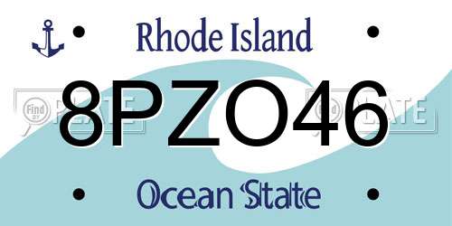 8PZO46 Rhode Island License Plate