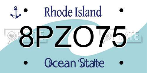 8PZO75 Rhode Island License Plate