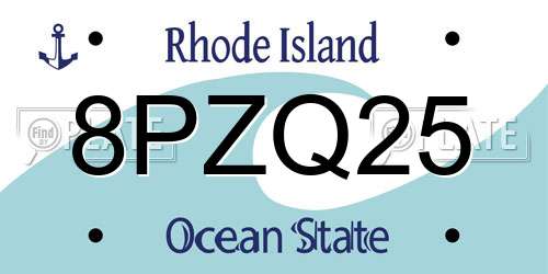 8PZQ25 Rhode Island License Plate