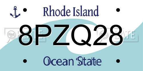 8PZQ28 Rhode Island License Plate