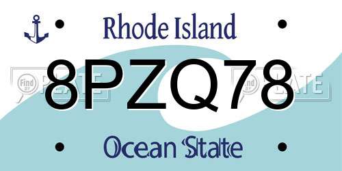8PZQ78 Rhode Island License Plate
