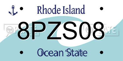 8PZS08 Rhode Island License Plate
