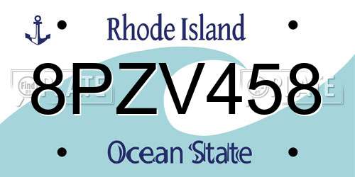 8PZV458 Rhode Island License Plate