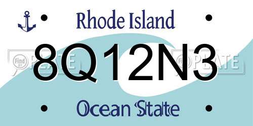 8Q12N3 Rhode Island License Plate