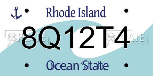 8Q12T4 Rhode Island License Plate