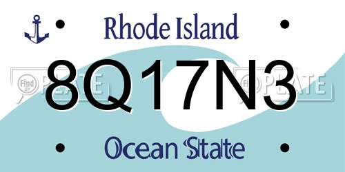 8Q17N3 Rhode Island License Plate