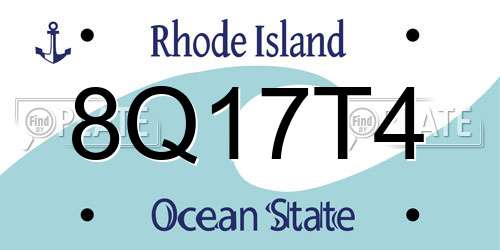 8Q17T4 Rhode Island License Plate