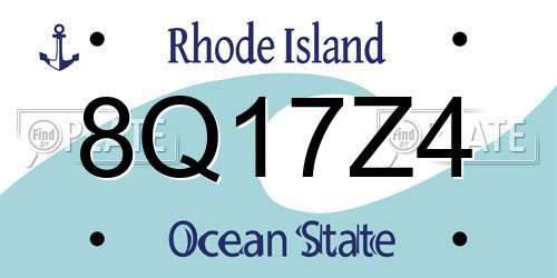8Q17Z4 Rhode Island License Plate