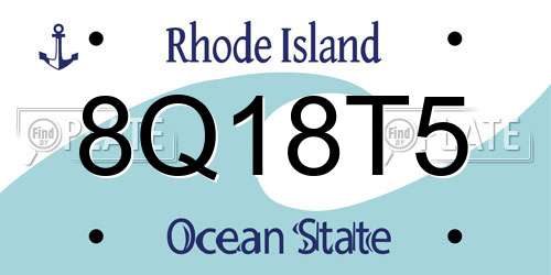 8Q18T5 Rhode Island License Plate