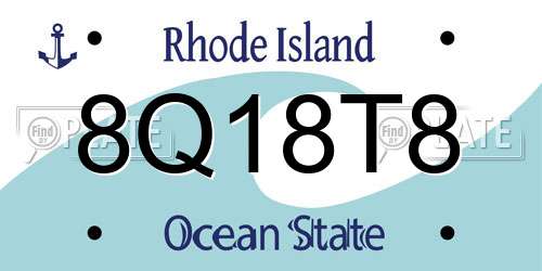 8Q18T8 Rhode Island License Plate
