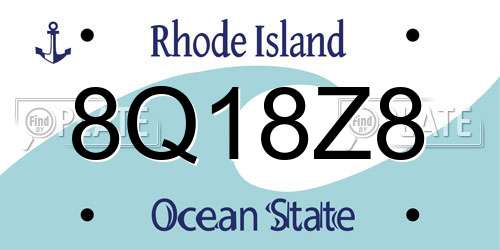 8Q18Z8 Rhode Island License Plate