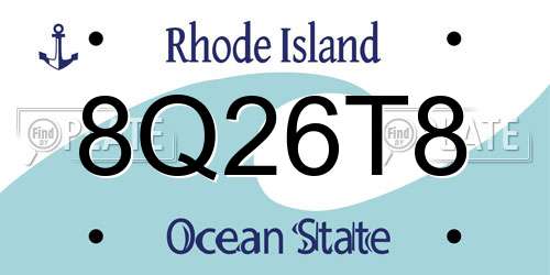 8Q26T8 Rhode Island License Plate