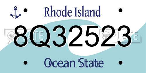 8Q32523 Rhode Island License Plate