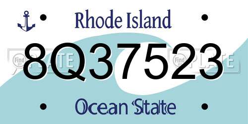 8Q37523 Rhode Island License Plate