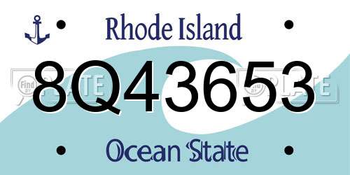 8Q43653 Rhode Island License Plate