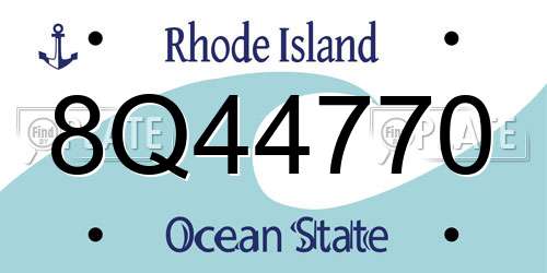 8Q44770 Rhode Island License Plate