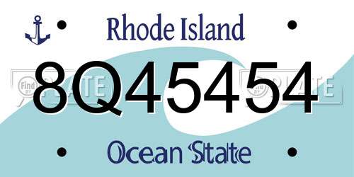 8Q45454 Rhode Island License Plate