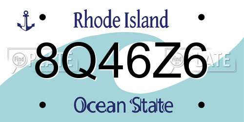 8Q46Z6 Rhode Island License Plate