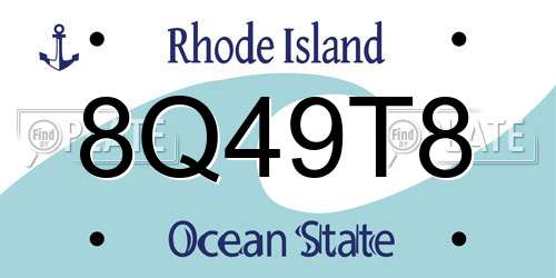 8Q49T8 Rhode Island License Plate