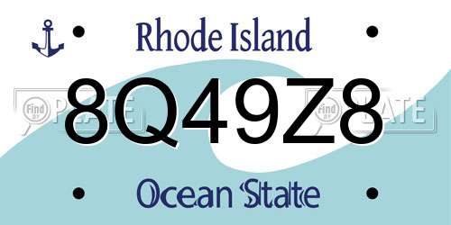 8Q49Z8 Rhode Island License Plate