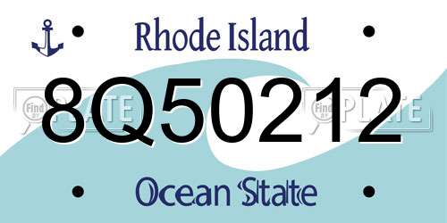 8Q50212 Rhode Island License Plate