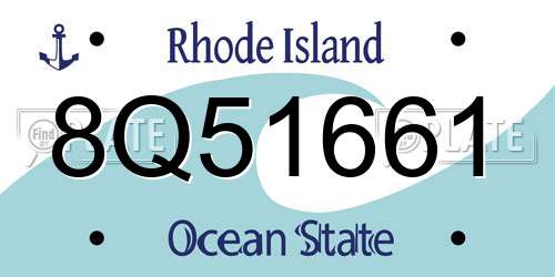 8Q51661 Rhode Island License Plate
