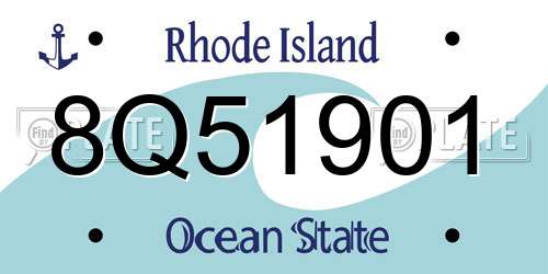 8Q51901 Rhode Island License Plate