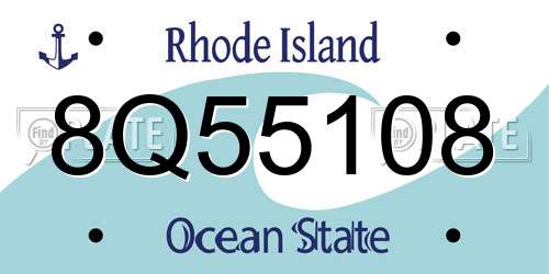 8Q55108 Rhode Island License Plate