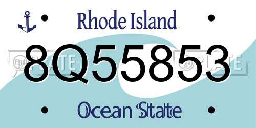 8Q55853 Rhode Island License Plate