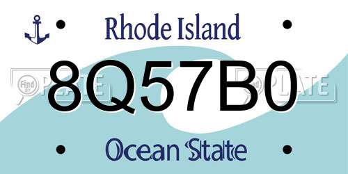 8Q57B0 Rhode Island License Plate