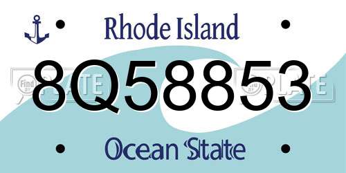 8Q58853 Rhode Island License Plate