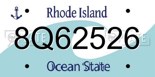 8Q62526 Rhode Island License Plate