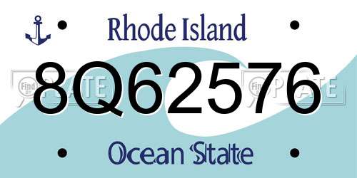 8Q62576 Rhode Island License Plate