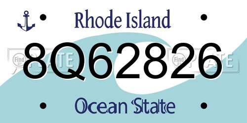 8Q62826 Rhode Island License Plate