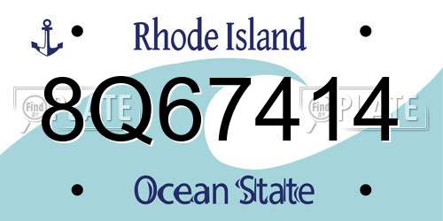 8Q67414 Rhode Island License Plate