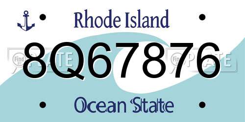 8Q67876 Rhode Island License Plate