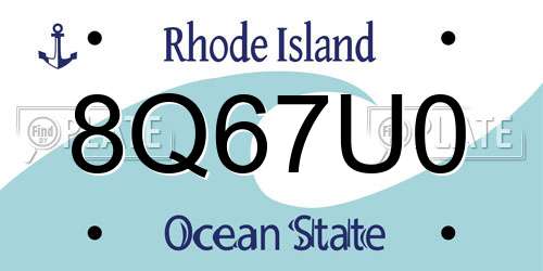 8Q67U0 Rhode Island License Plate