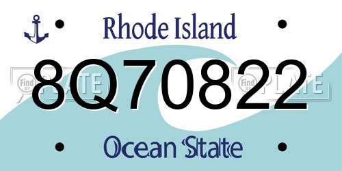 8Q70822 Rhode Island License Plate