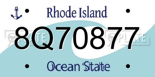 8Q70877 Rhode Island License Plate