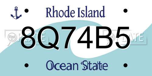 8Q74B5 Rhode Island License Plate
