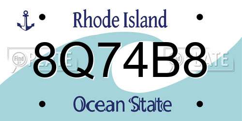 8Q74B8 Rhode Island License Plate