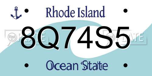 8Q74S5 Rhode Island License Plate