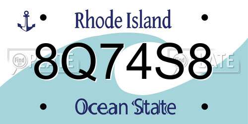 8Q74S8 Rhode Island License Plate