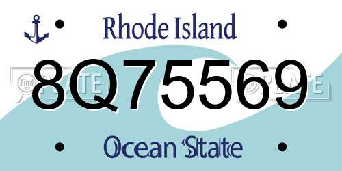 8Q75569 Rhode Island License Plate