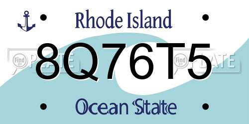 8Q76T5 Rhode Island License Plate
