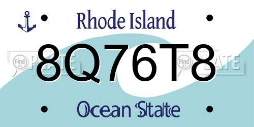8Q76T8 Rhode Island License Plate