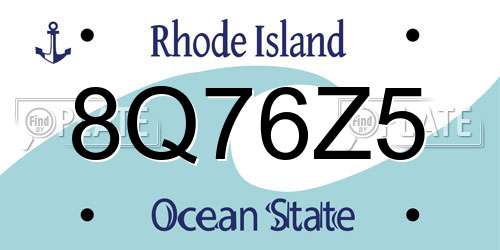 8Q76Z5 Rhode Island License Plate