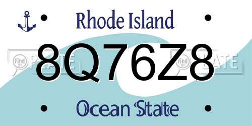 8Q76Z8 Rhode Island License Plate