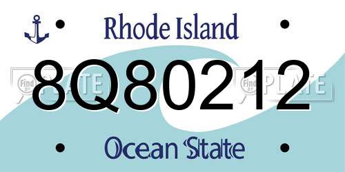 8Q80212 Rhode Island License Plate
