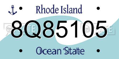 8Q85105 Rhode Island License Plate